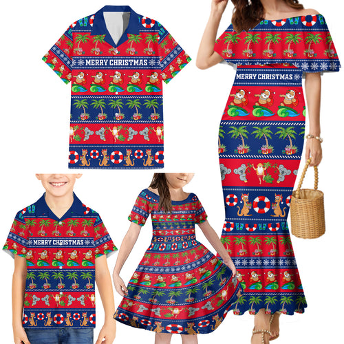 personalised-australia-christmas-family-matching-mermaid-dress-and-hawaiian-shirt-aussie-santa-claus-beach-xmas-vibes