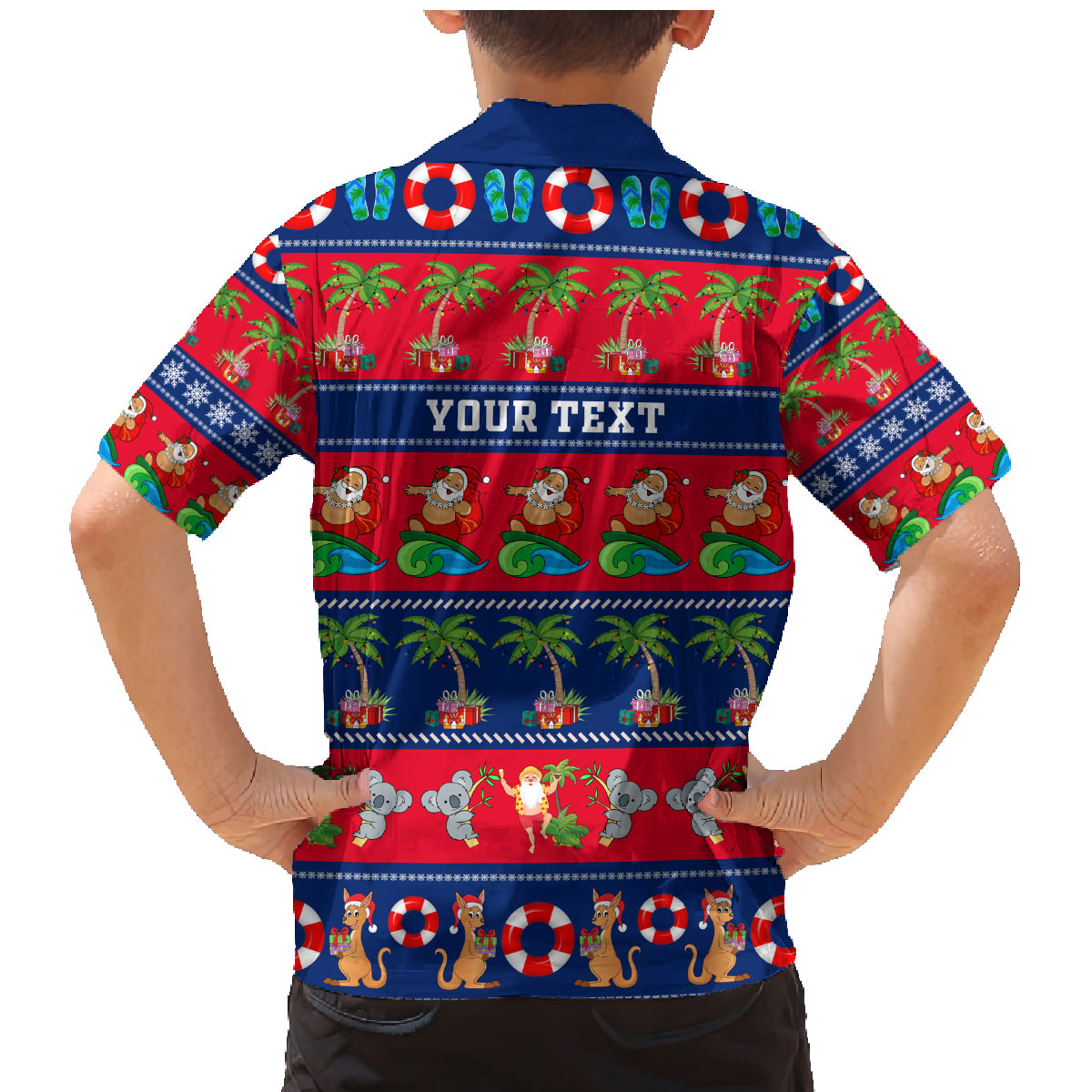 personalised-australia-christmas-family-matching-mermaid-dress-and-hawaiian-shirt-aussie-santa-claus-beach-xmas-vibes