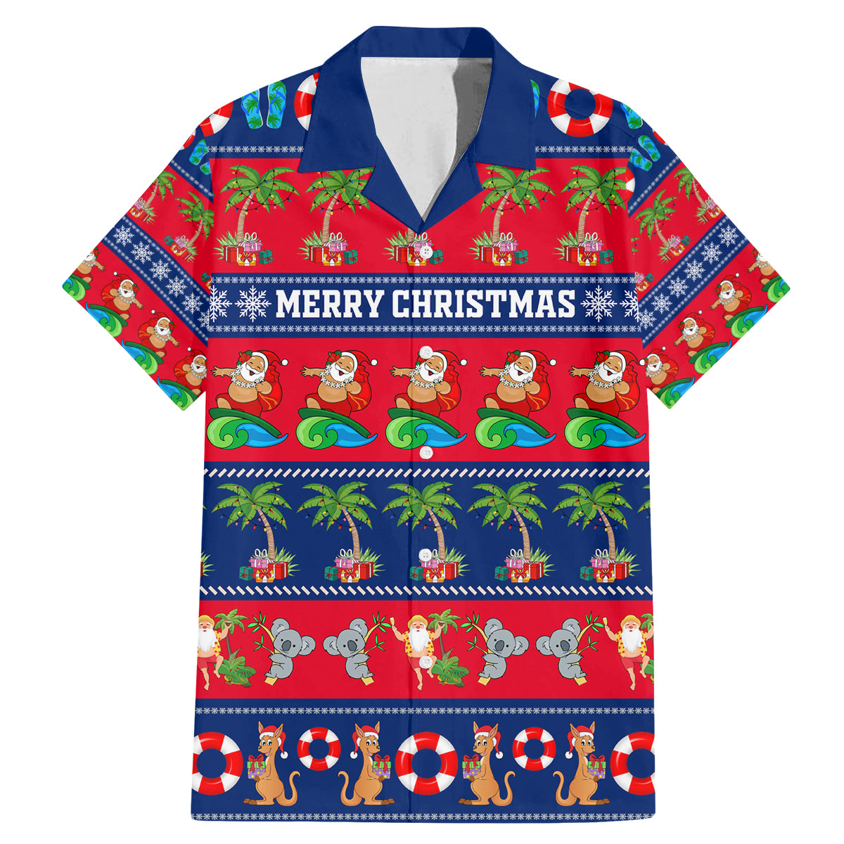 personalised-australia-christmas-family-matching-mermaid-dress-and-hawaiian-shirt-aussie-santa-claus-beach-xmas-vibes