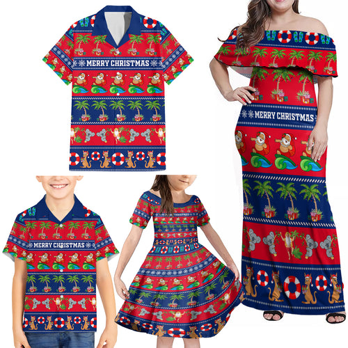 personalised-australia-christmas-family-matching-off-shoulder-maxi-dress-and-hawaiian-shirt-aussie-santa-claus-beach-xmas-vibes