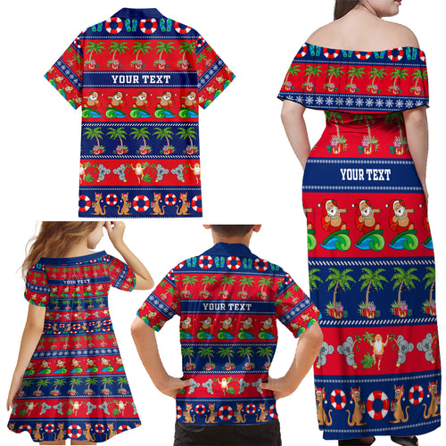 personalised-australia-christmas-family-matching-off-shoulder-maxi-dress-and-hawaiian-shirt-aussie-santa-claus-beach-xmas-vibes
