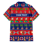 personalised-australia-christmas-family-matching-off-shoulder-short-dress-and-hawaiian-shirt-aussie-santa-claus-beach-xmas-vibes