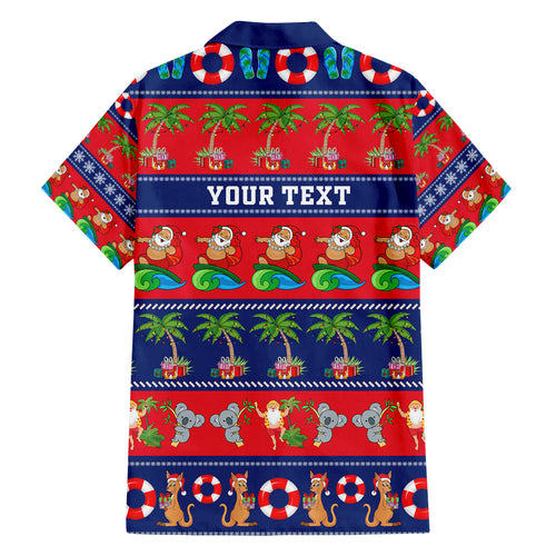 personalised-australia-christmas-family-matching-off-shoulder-short-dress-and-hawaiian-shirt-aussie-santa-claus-beach-xmas-vibes