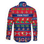 personalised-australia-christmas-family-matching-off-shoulder-short-dress-and-hawaiian-shirt-aussie-santa-claus-beach-xmas-vibes