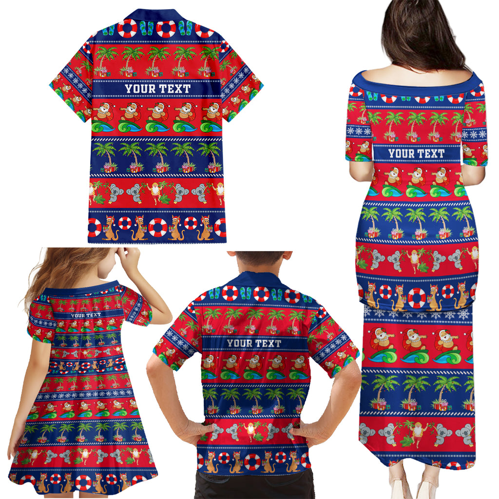 personalised-australia-christmas-family-matching-puletasi-dress-and-hawaiian-shirt-aussie-santa-claus-beach-xmas-vibes