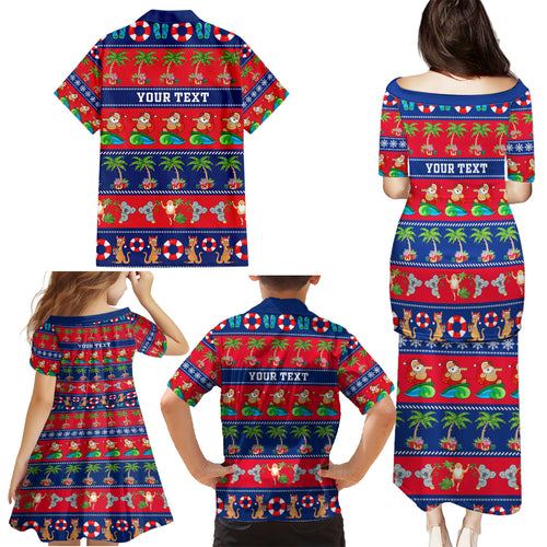 personalised-australia-christmas-family-matching-puletasi-dress-and-hawaiian-shirt-aussie-santa-claus-beach-xmas-vibes