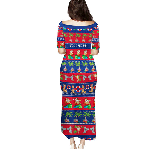 personalised-australia-christmas-family-matching-puletasi-dress-and-hawaiian-shirt-aussie-santa-claus-beach-xmas-vibes