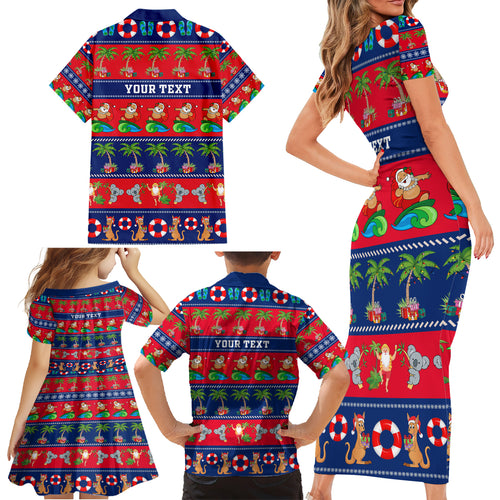 personalised-australia-christmas-family-matching-short-sleeve-bodycon-dress-and-hawaiian-shirt-aussie-santa-claus-beach-xmas-vibes