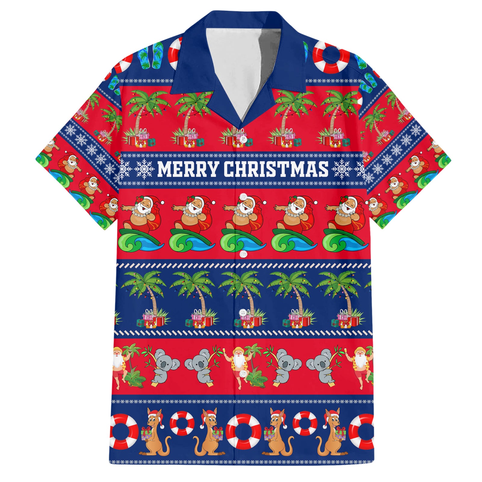 personalised-australia-christmas-family-matching-short-sleeve-bodycon-dress-and-hawaiian-shirt-aussie-santa-claus-beach-xmas-vibes