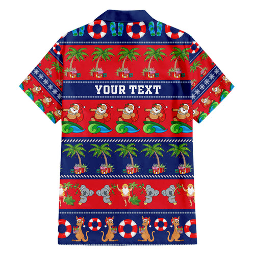 personalised-australia-christmas-family-matching-short-sleeve-bodycon-dress-and-hawaiian-shirt-aussie-santa-claus-beach-xmas-vibes
