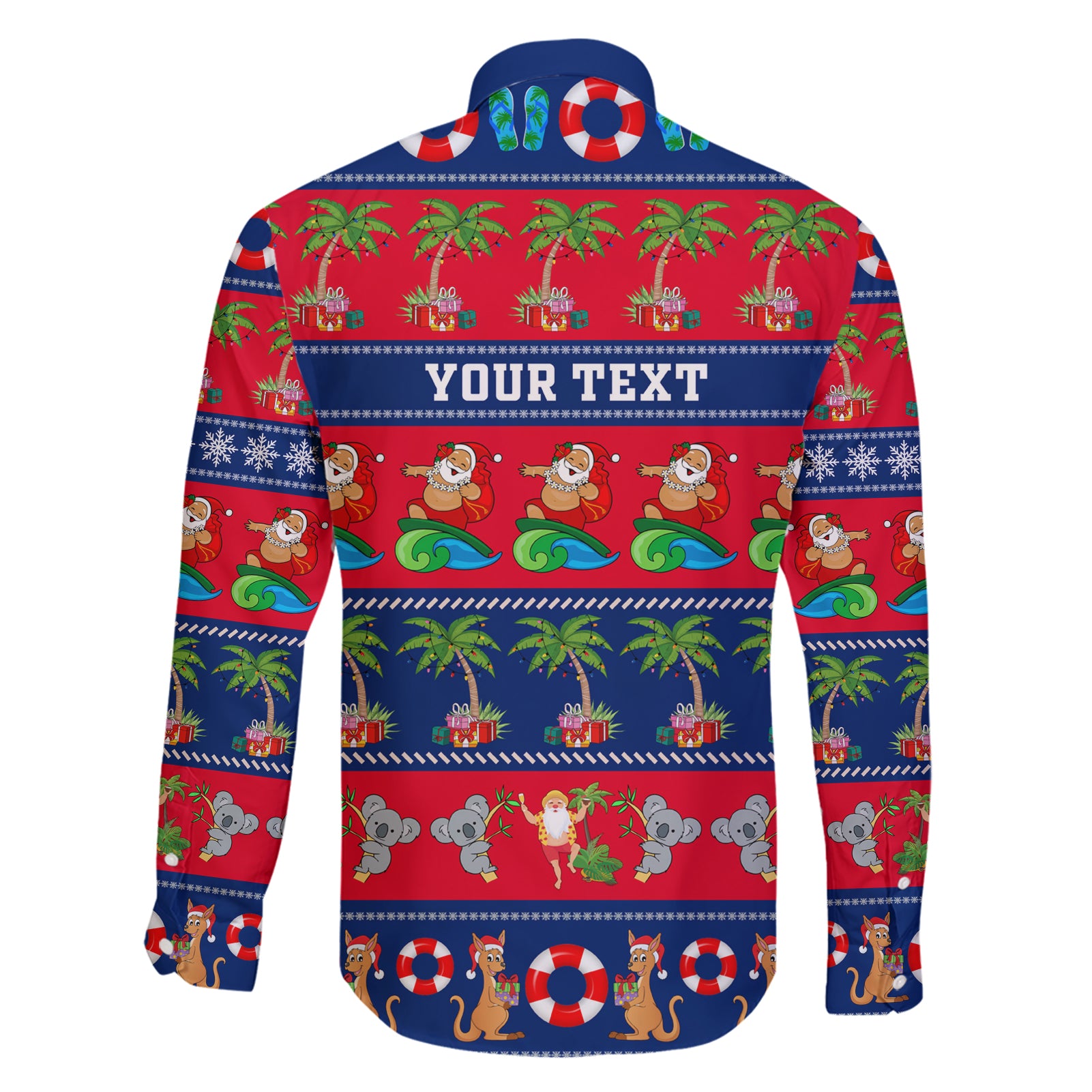 personalised-australia-christmas-family-matching-short-sleeve-bodycon-dress-and-hawaiian-shirt-aussie-santa-claus-beach-xmas-vibes