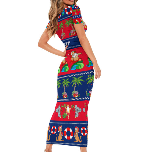 personalised-australia-christmas-family-matching-short-sleeve-bodycon-dress-and-hawaiian-shirt-aussie-santa-claus-beach-xmas-vibes