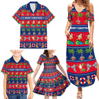 personalised-australia-christmas-family-matching-summer-maxi-dress-and-hawaiian-shirt-aussie-santa-claus-beach-xmas-vibes