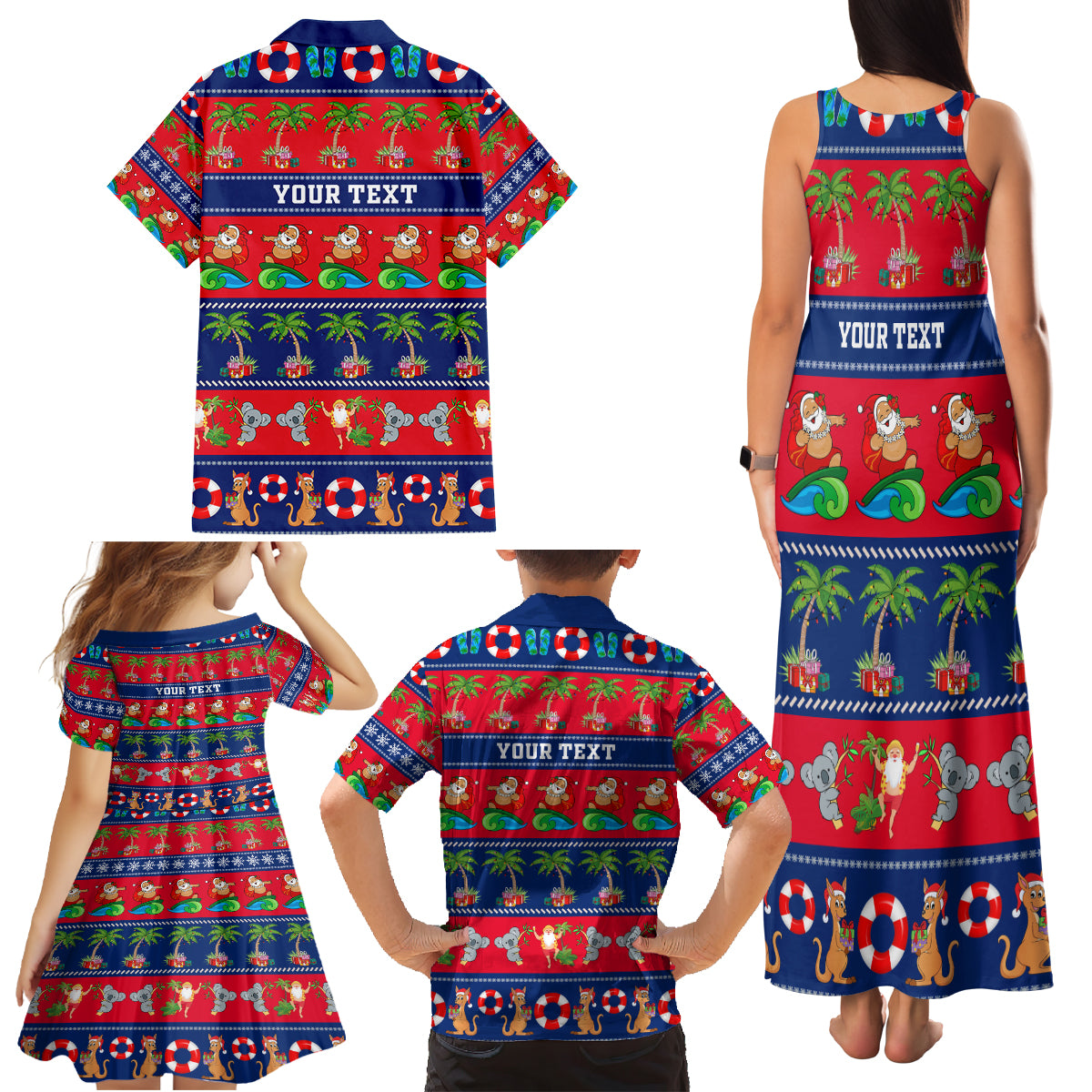 personalised-australia-christmas-family-matching-tank-maxi-dress-and-hawaiian-shirt-aussie-santa-claus-beach-xmas-vibes