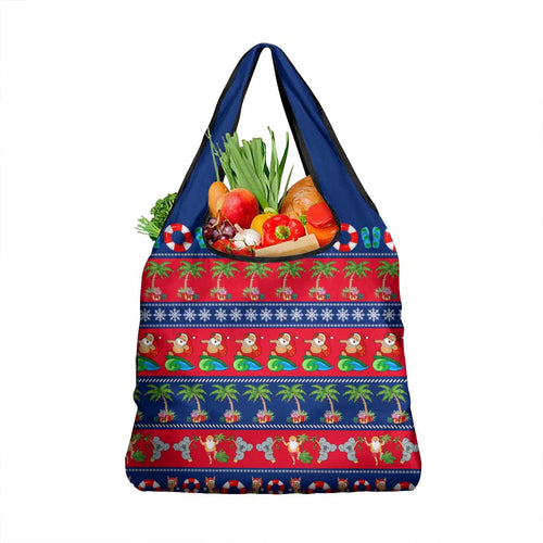 Australia Christmas Grocery Bag Aussie Santa Claus Beach Xmas Vibes