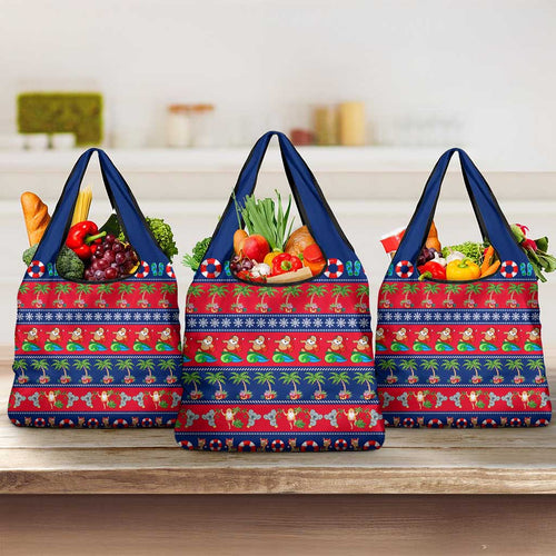 Australia Christmas Grocery Bag Aussie Santa Claus Beach Xmas Vibes