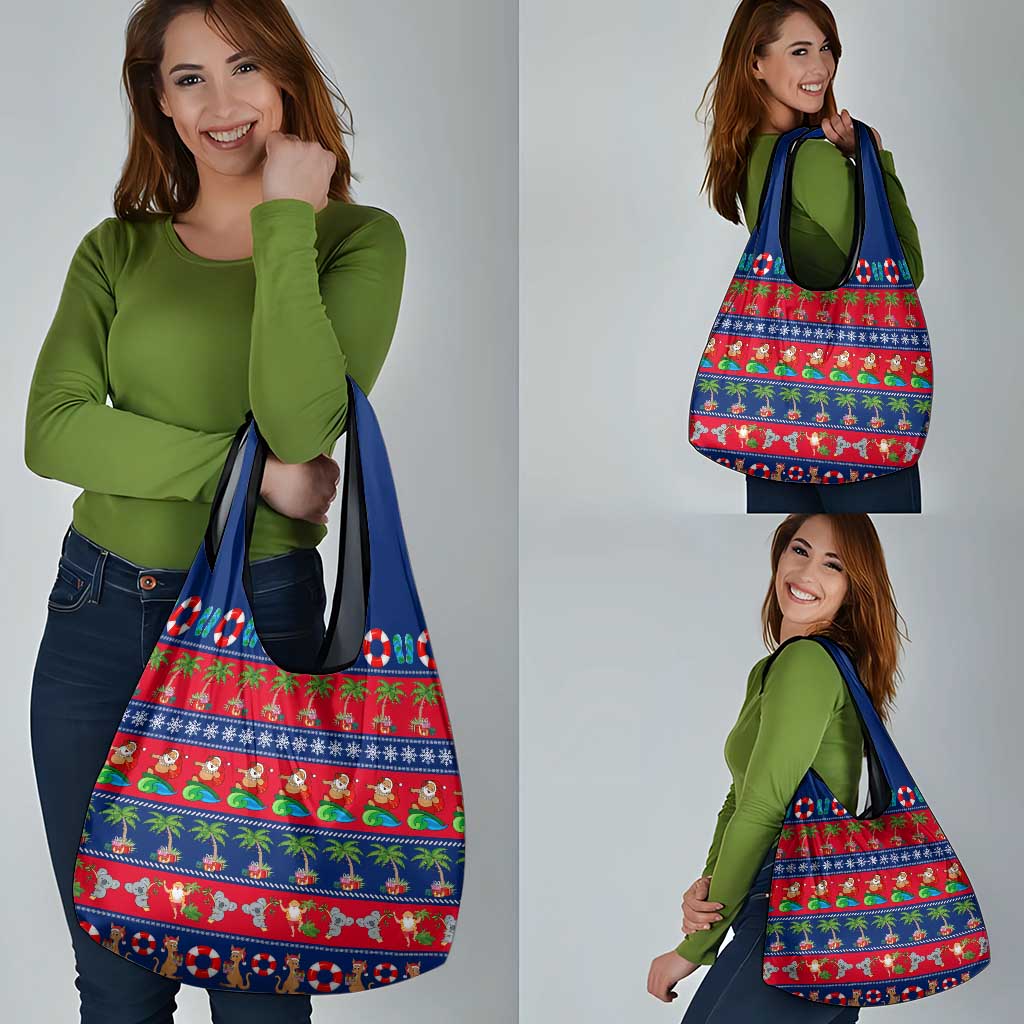 Australia Christmas Grocery Bag Aussie Santa Claus Beach Xmas Vibes