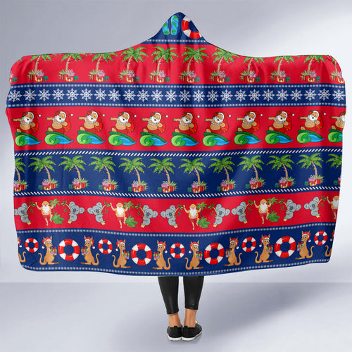 personalised-australia-christmas-hooded-blanket-aussie-santa-claus-beach-xmas-vibes