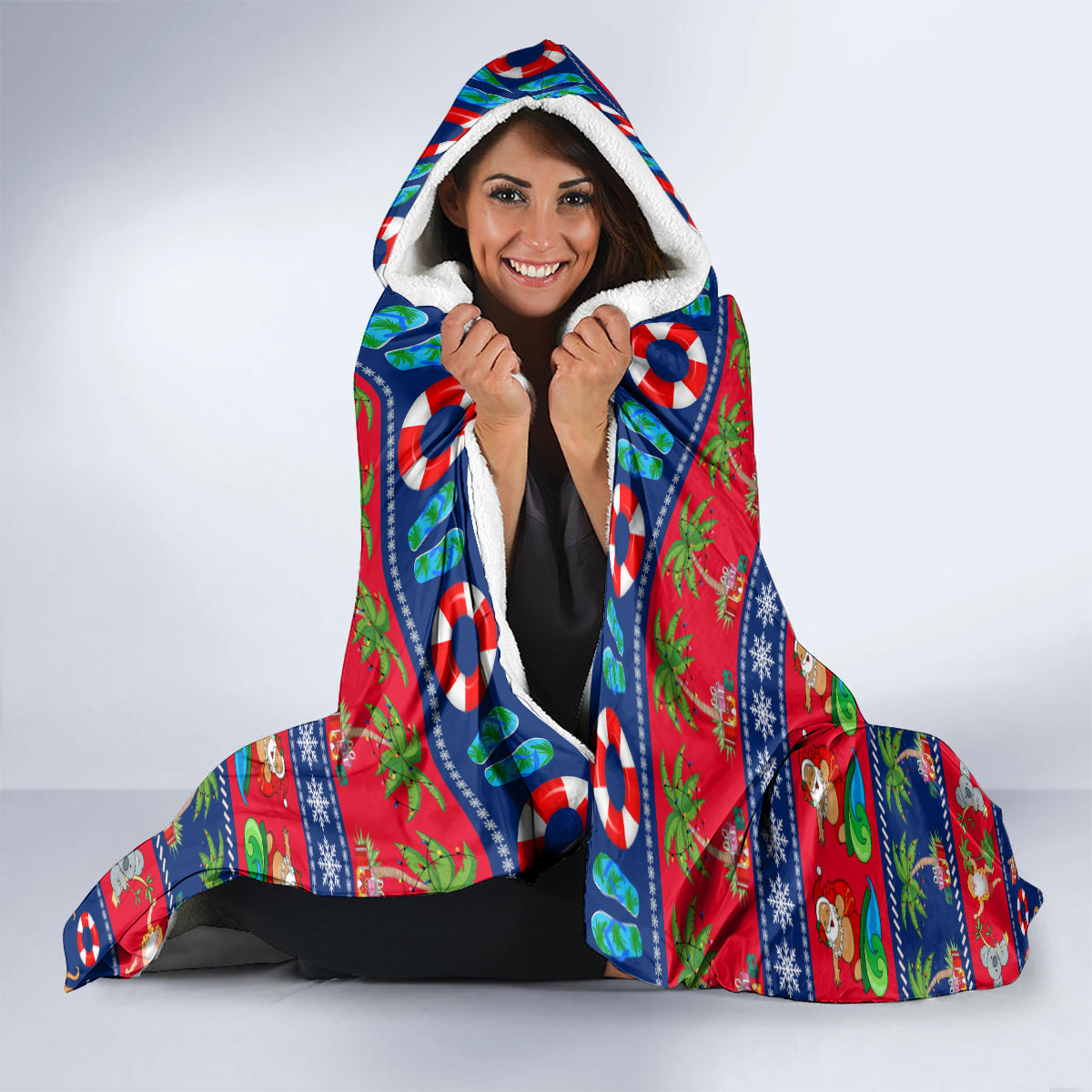 personalised-australia-christmas-hooded-blanket-aussie-santa-claus-beach-xmas-vibes
