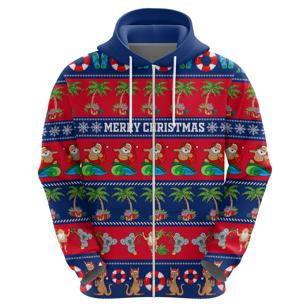 personalised-australia-christmas-hoodie-aussie-santa-claus-beach-xmas-vibes
