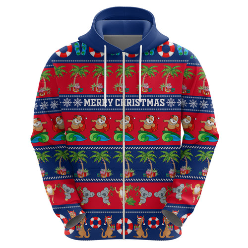 personalised-australia-christmas-hoodie-aussie-santa-claus-beach-xmas-vibes