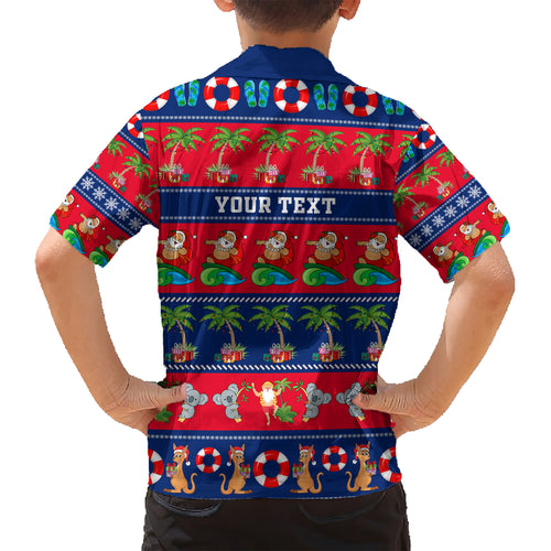 personalised-australia-christmas-kid-hawaiian-shirt-aussie-santa-claus-beach-xmas-vibes