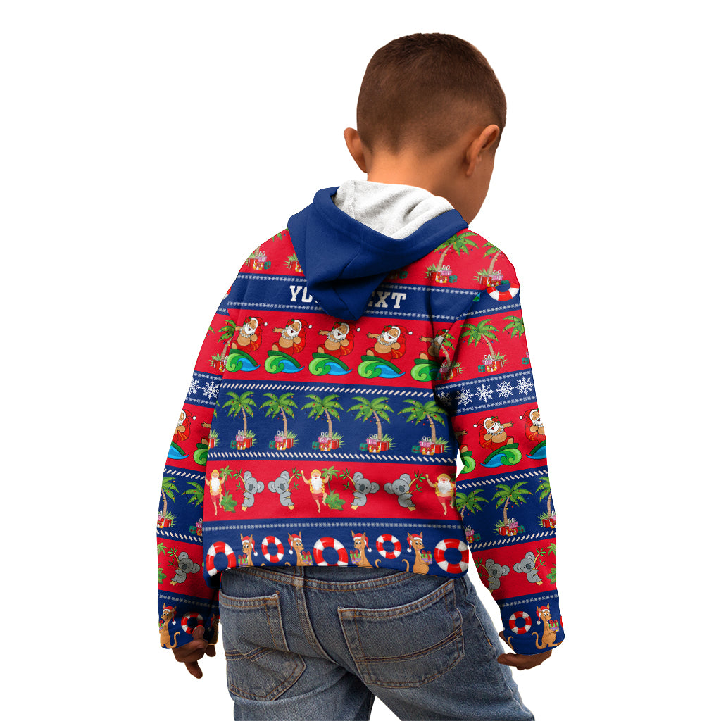 personalised-australia-christmas-kid-hoodie-aussie-santa-claus-beach-xmas-vibes