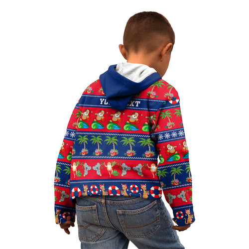 personalised-australia-christmas-kid-hoodie-aussie-santa-claus-beach-xmas-vibes