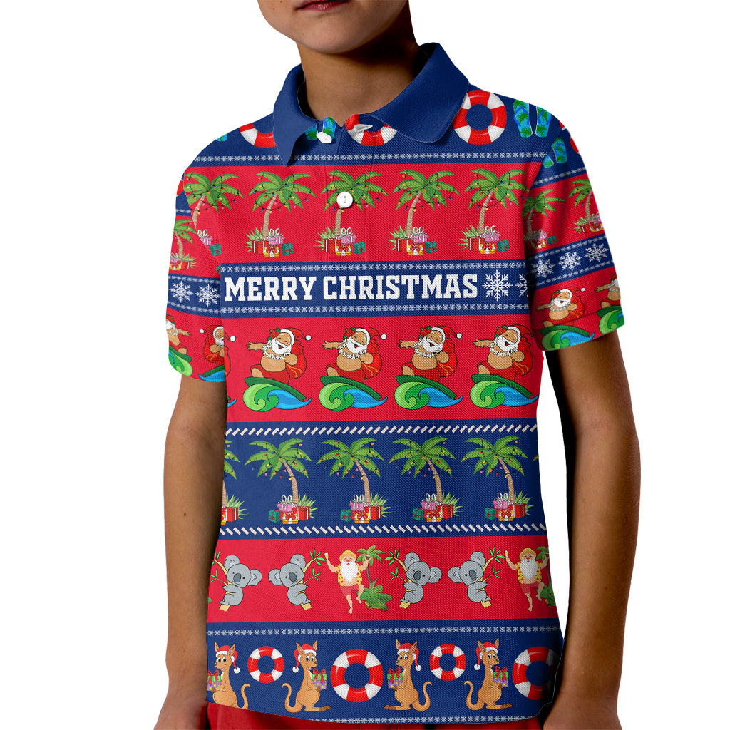 personalised-australia-christmas-kid-polo-shirt-aussie-santa-claus-beach-xmas-vibes