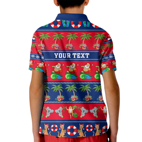 personalised-australia-christmas-kid-polo-shirt-aussie-santa-claus-beach-xmas-vibes
