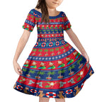 personalised-australia-christmas-kid-short-sleeve-dress-aussie-santa-claus-beach-xmas-vibes