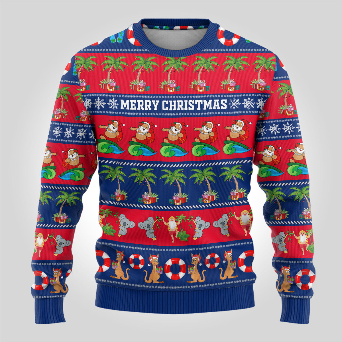 personalised-australia-christmas-ugly-christmas-sweater-aussie-santa-claus-beach-xmas-vibes