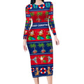 personalised-australia-christmas-long-sleeve-bodycon-dress-aussie-santa-claus-beach-xmas-vibes