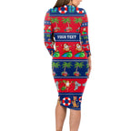 personalised-australia-christmas-long-sleeve-bodycon-dress-aussie-santa-claus-beach-xmas-vibes