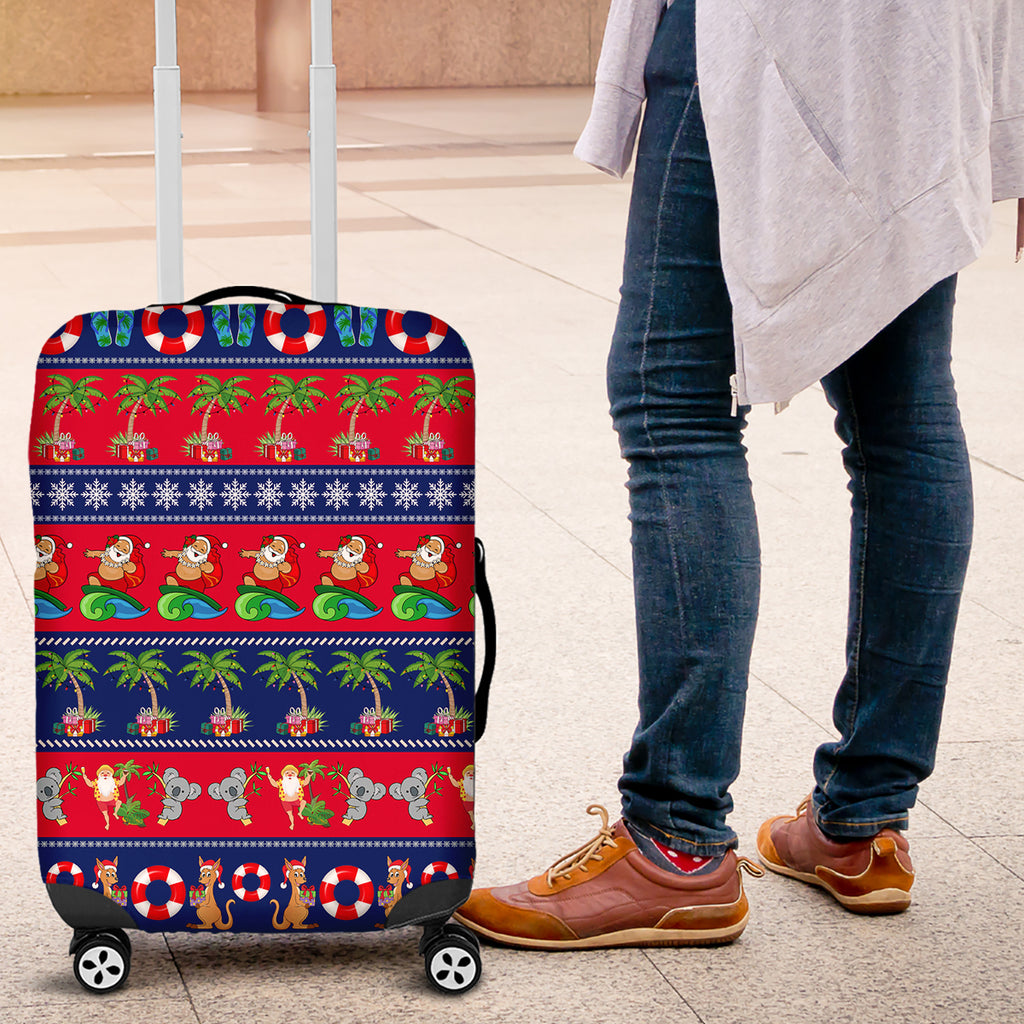 personalised-australia-christmas-luggage-cover-aussie-santa-claus-beach-xmas-vibes