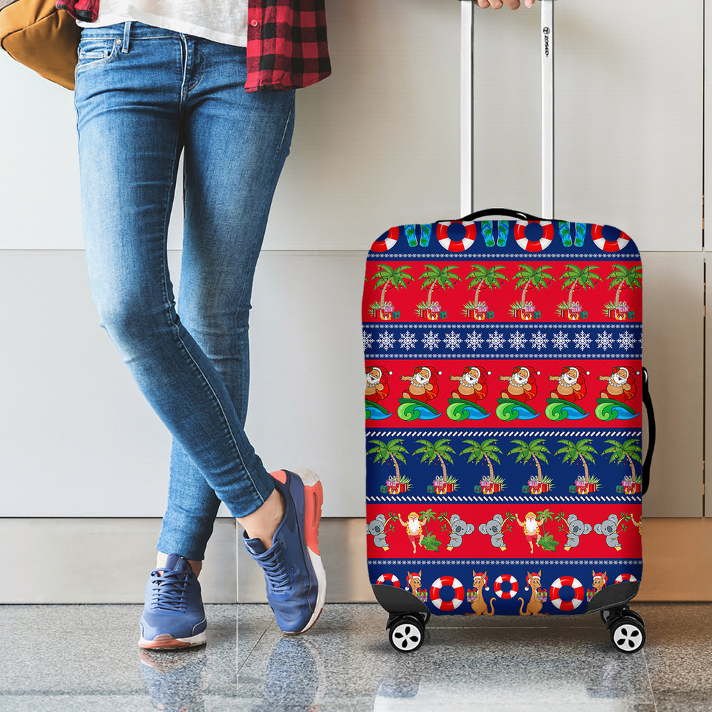 personalised-australia-christmas-luggage-cover-aussie-santa-claus-beach-xmas-vibes
