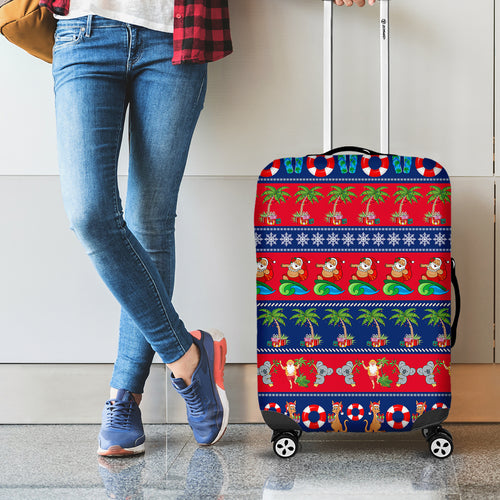 personalised-australia-christmas-luggage-cover-aussie-santa-claus-beach-xmas-vibes