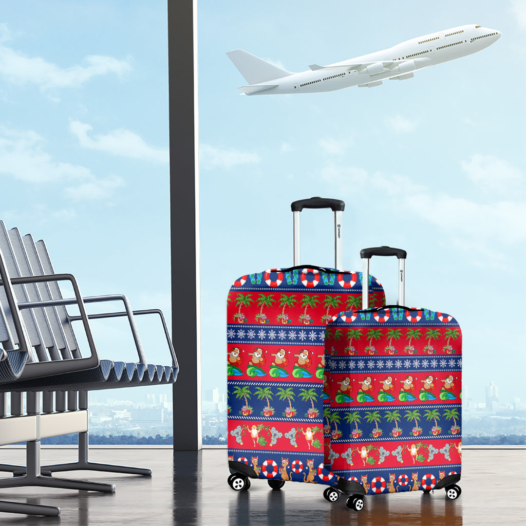 personalised-australia-christmas-luggage-cover-aussie-santa-claus-beach-xmas-vibes