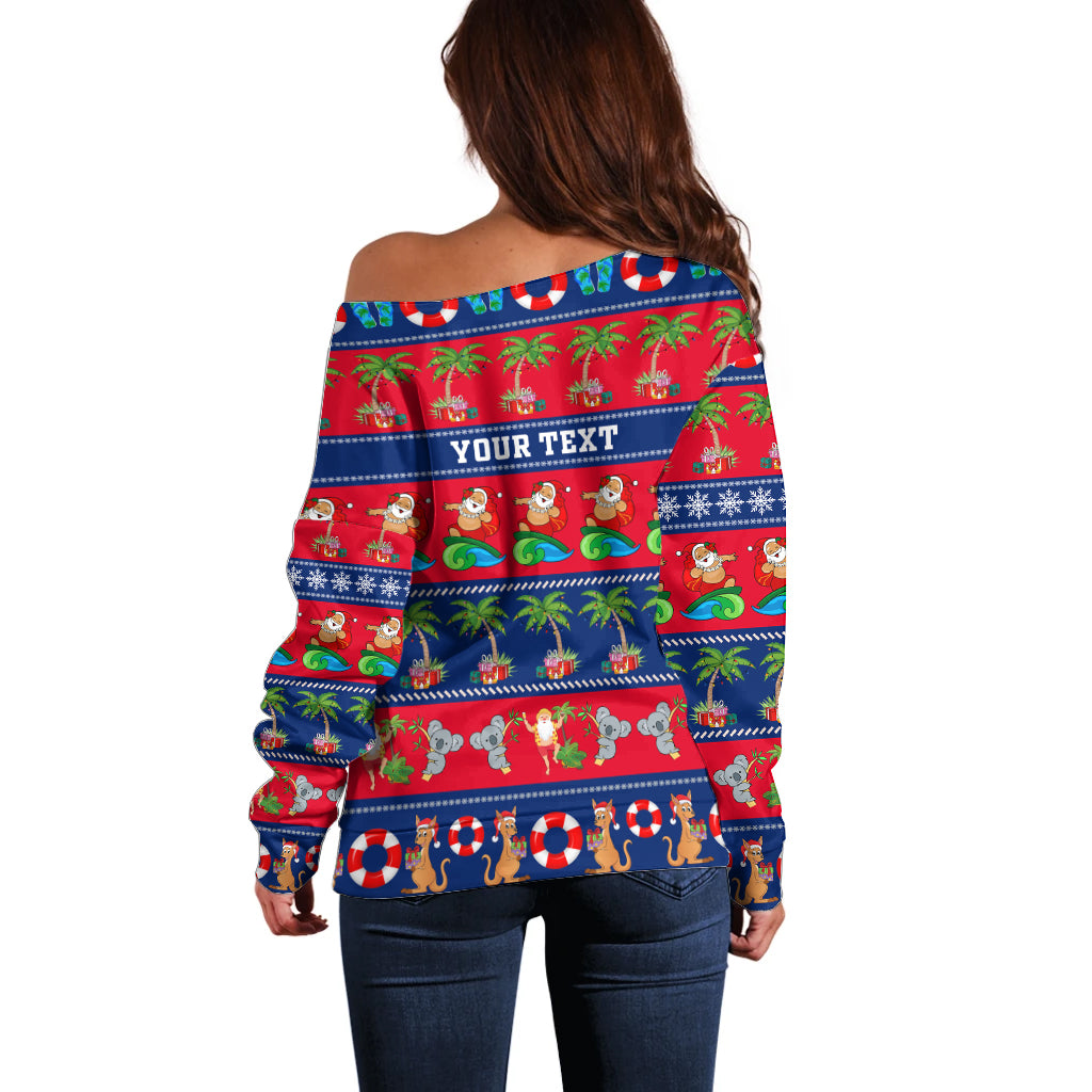 personalised-australia-christmas-off-shoulder-sweater-aussie-santa-claus-beach-xmas-vibes