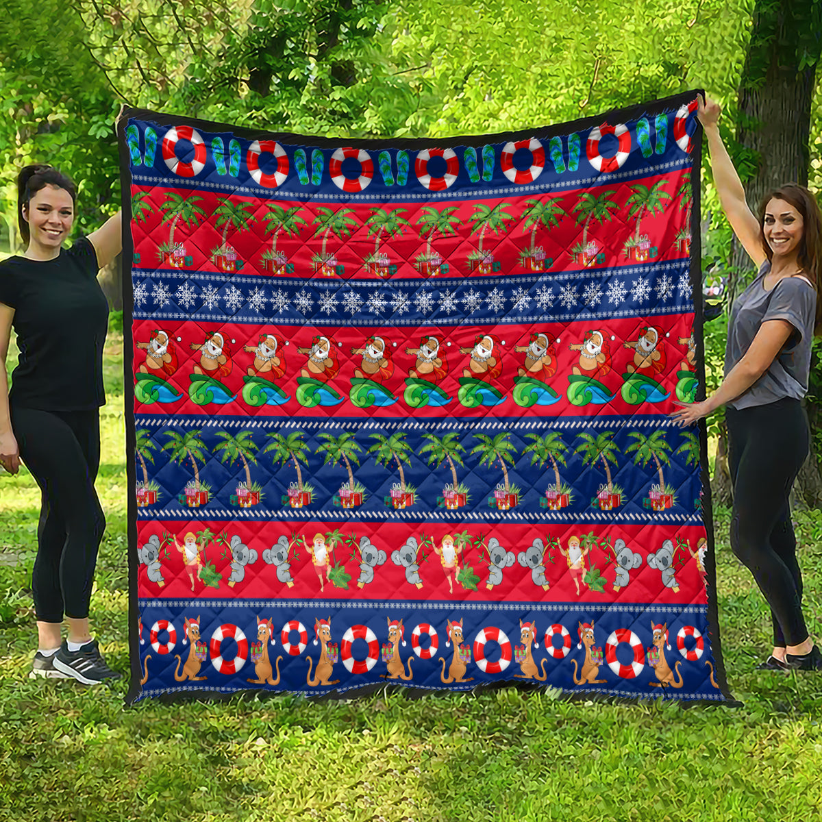 personalised-australia-christmas-quilt-aussie-santa-claus-beach-xmas-vibes