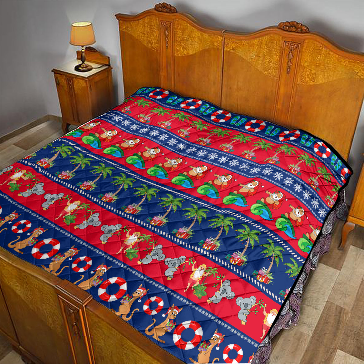 personalised-australia-christmas-quilt-aussie-santa-claus-beach-xmas-vibes