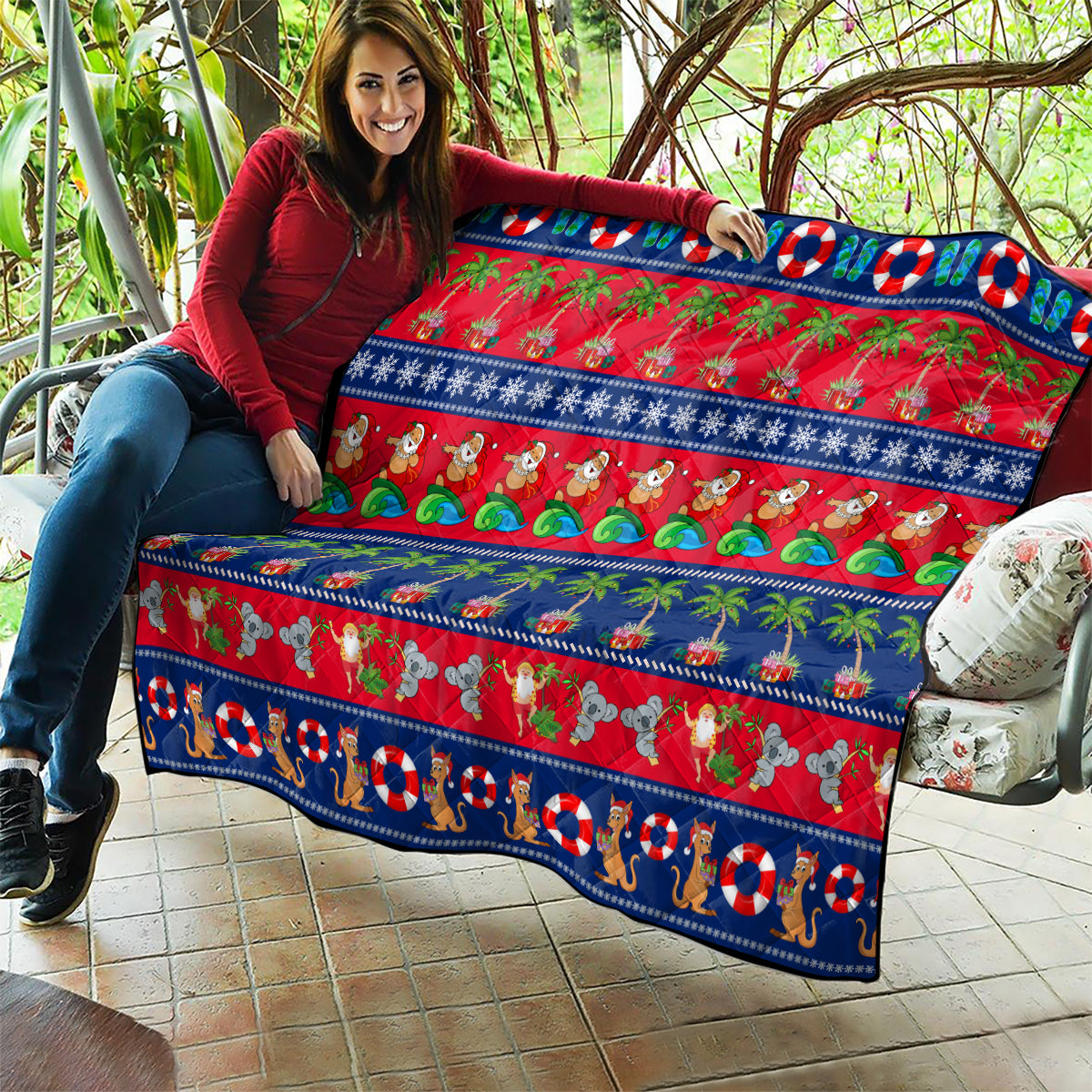 personalised-australia-christmas-quilt-aussie-santa-claus-beach-xmas-vibes