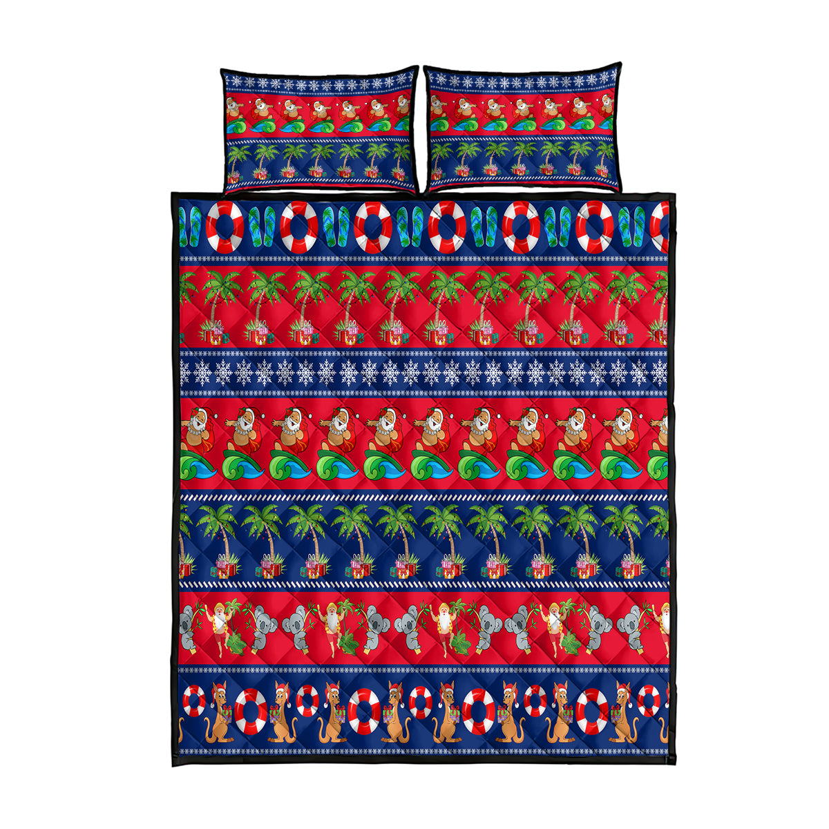 personalised-australia-christmas-quilt-bed-set-aussie-santa-claus-beach-xmas-vibes