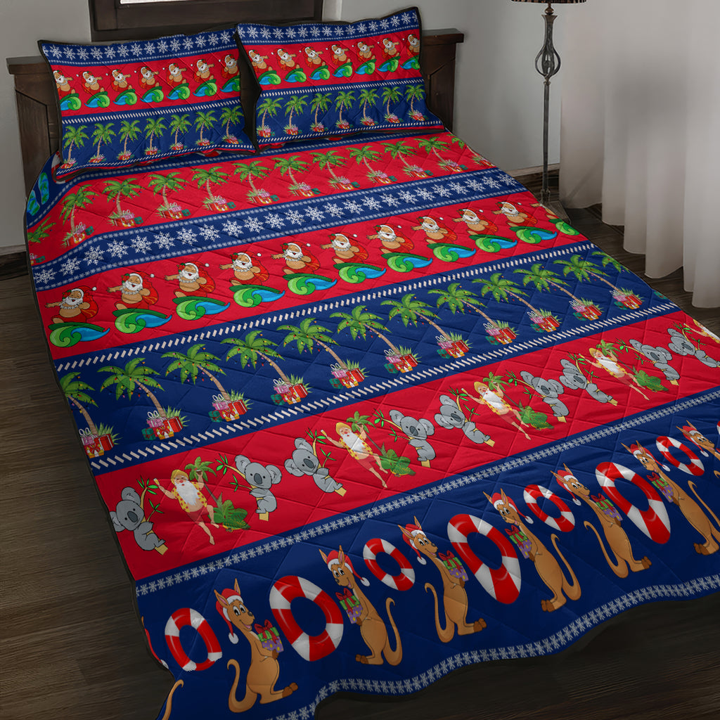 personalised-australia-christmas-quilt-bed-set-aussie-santa-claus-beach-xmas-vibes