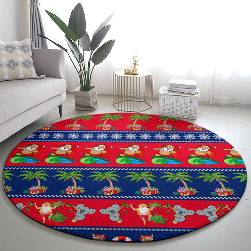 personalised-australia-christmas-round-carpet-aussie-santa-claus-beach-xmas-vibes