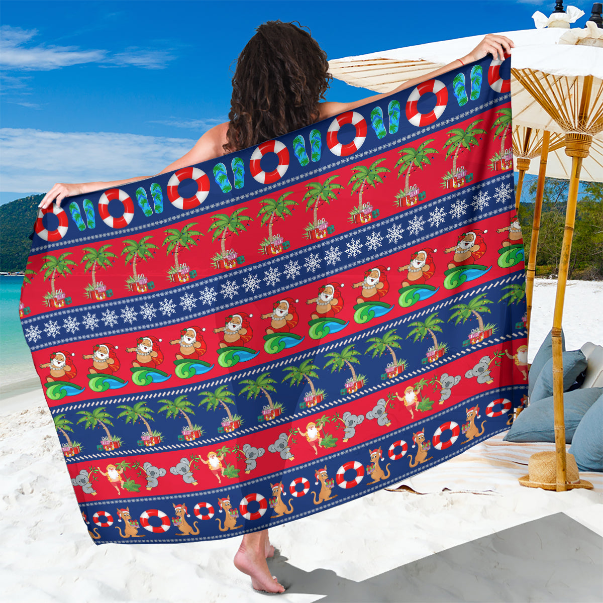 personalised-australia-christmas-sarong-aussie-santa-claus-beach-xmas-vibes