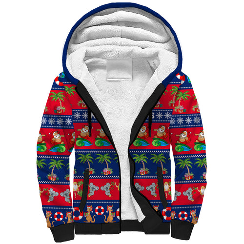personalised-australia-christmas-sherpa-hoodie-aussie-santa-claus-beach-xmas-vibes