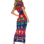 personalised-australia-christmas-short-sleeve-bodycon-dress-aussie-santa-claus-beach-xmas-vibes