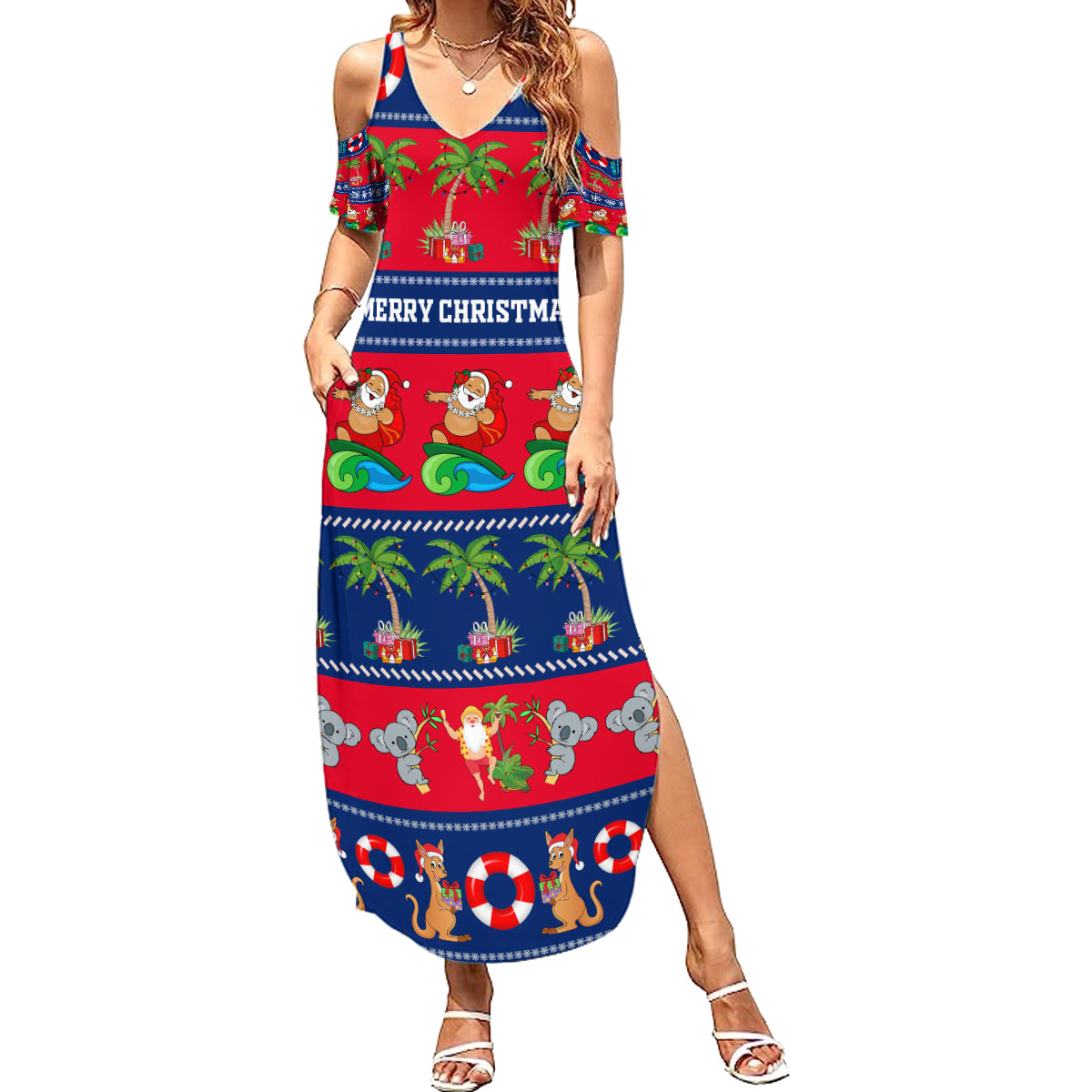 personalised-australia-christmas-summer-maxi-dress-aussie-santa-claus-beach-xmas-vibes