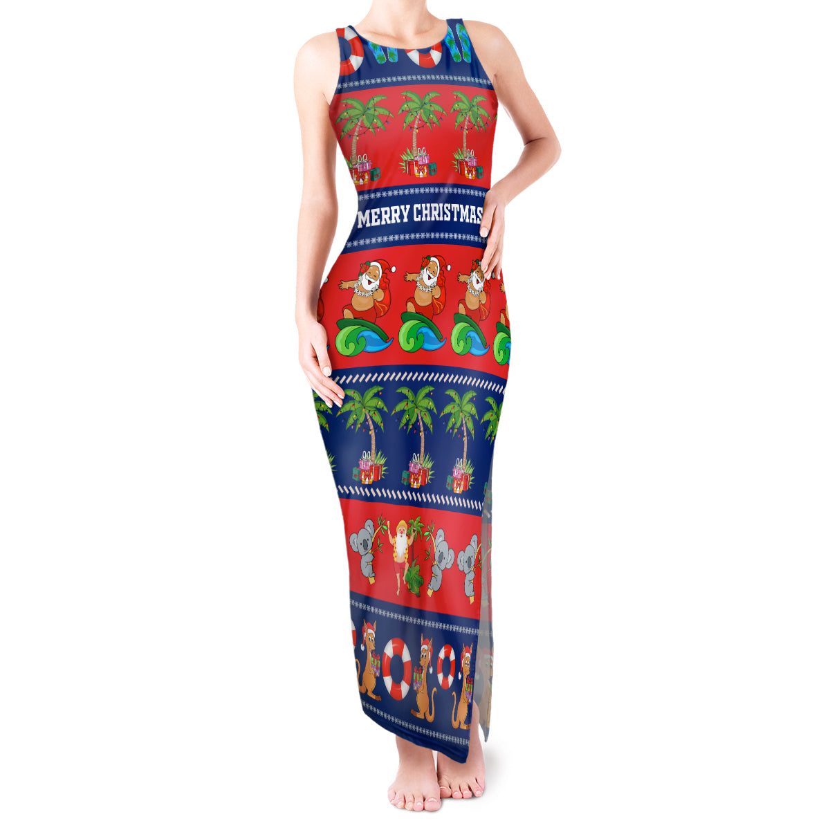personalised-australia-christmas-tank-maxi-dress-aussie-santa-claus-beach-xmas-vibes